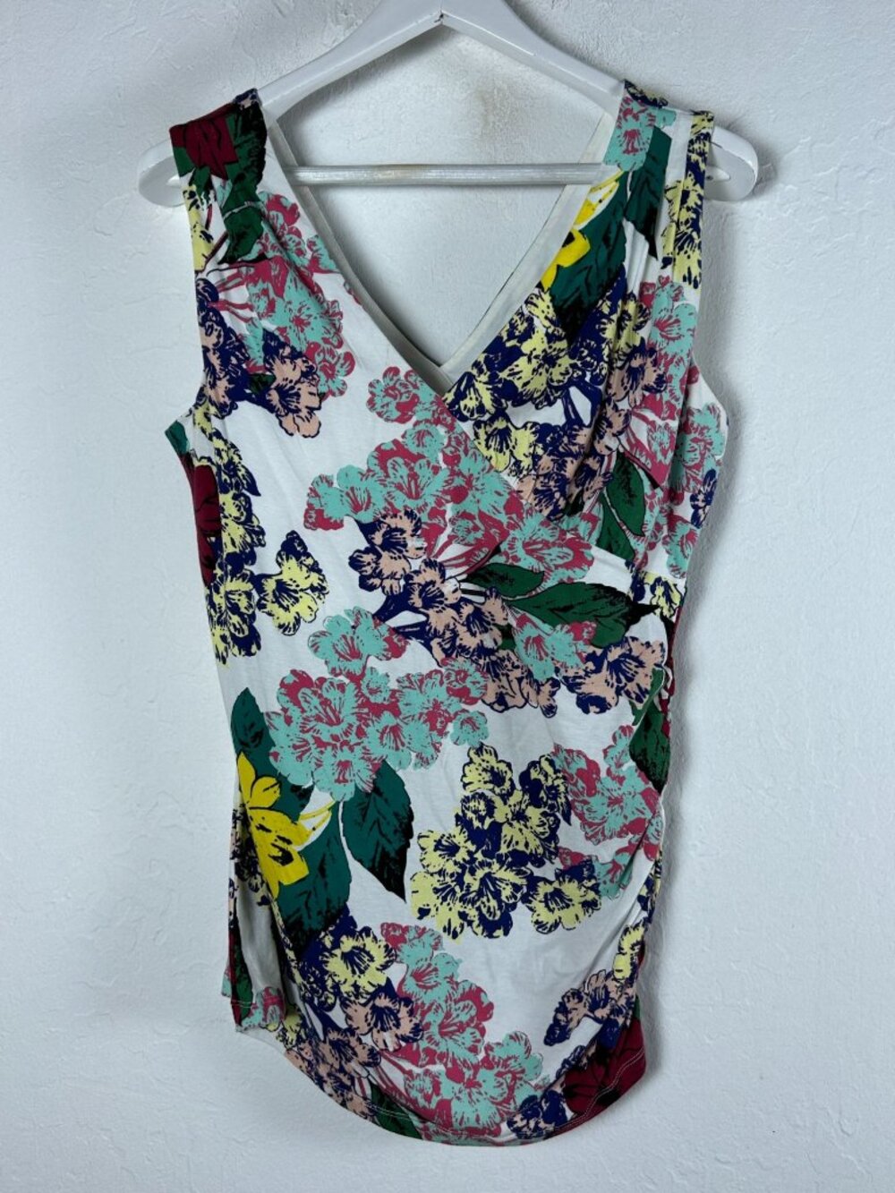 Cabi Womens Large Floral Print Sleeveless Top Multicolor Cotton Blend Stretch